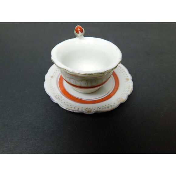 Vintage Miniature Parrot Handle Cup Saucer Japan Made Porcelain Mini - Picture 7 of 8
